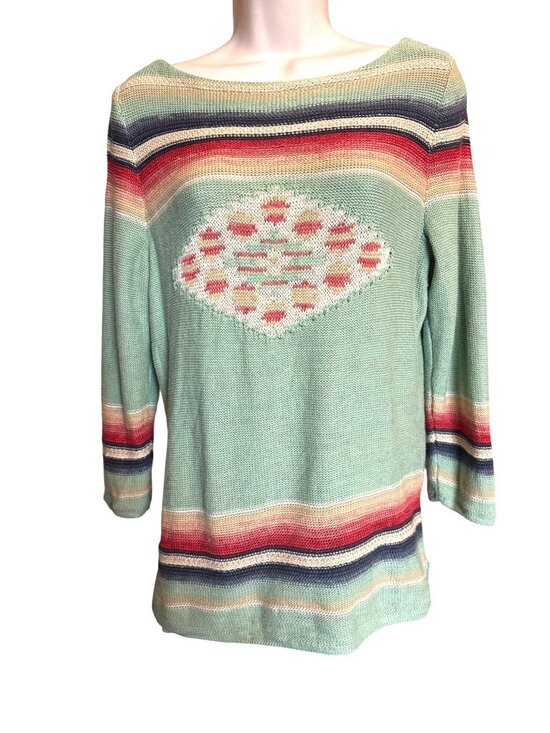 Lauren Jeans Co. By Ralph Lauren Sweaters - Lauren Ralph Lauren Aztec Sweater Size M Boho Southwestern Linen Cotton READ